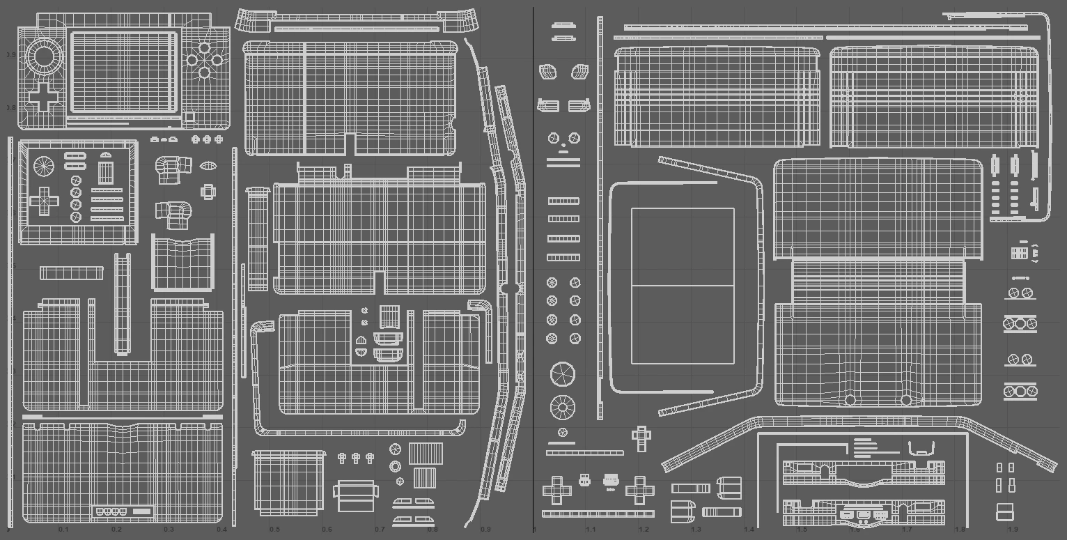 UVs dépliés d'une modélisation de 3DS