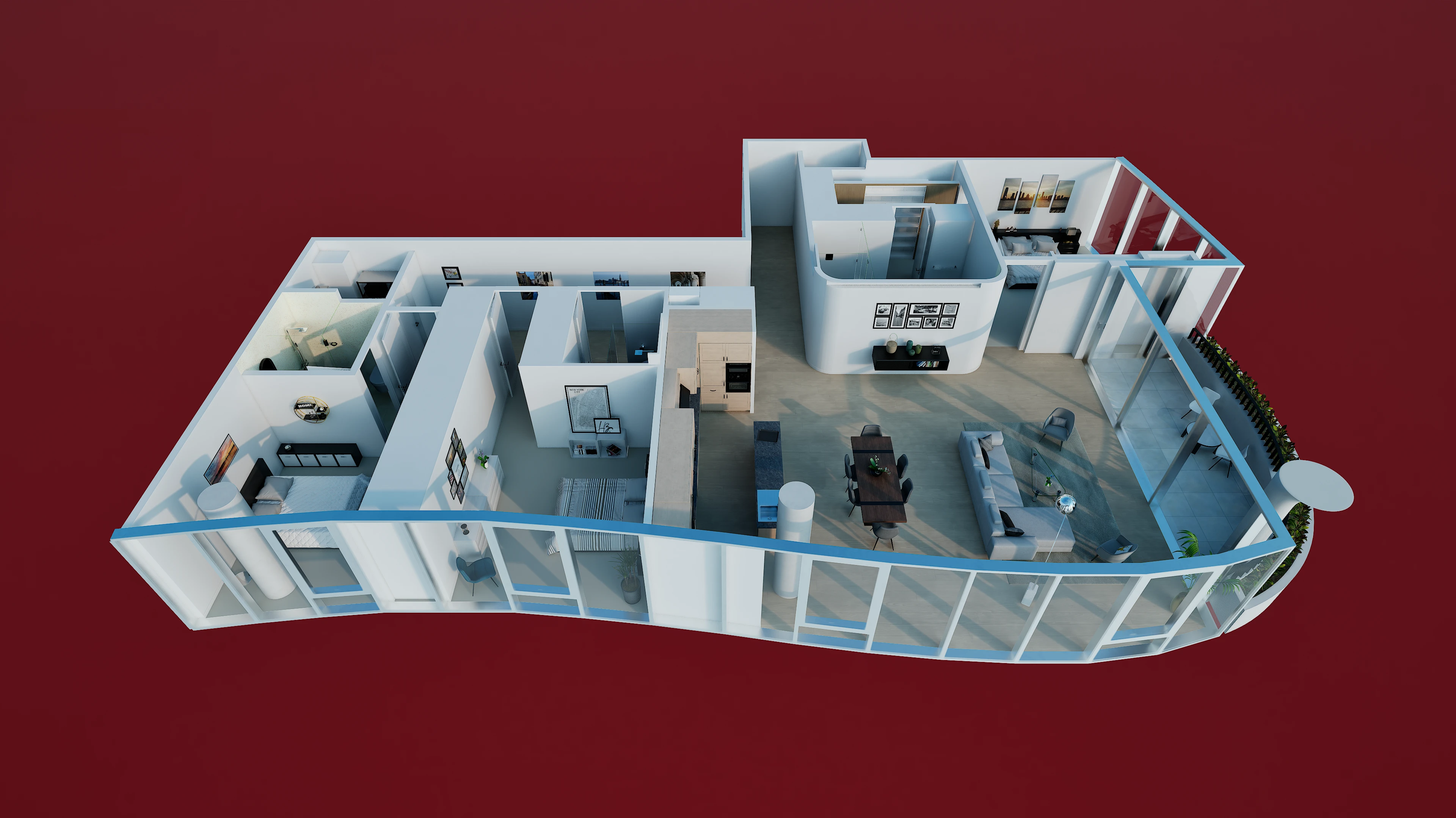 Rendu 3D d'un appartement