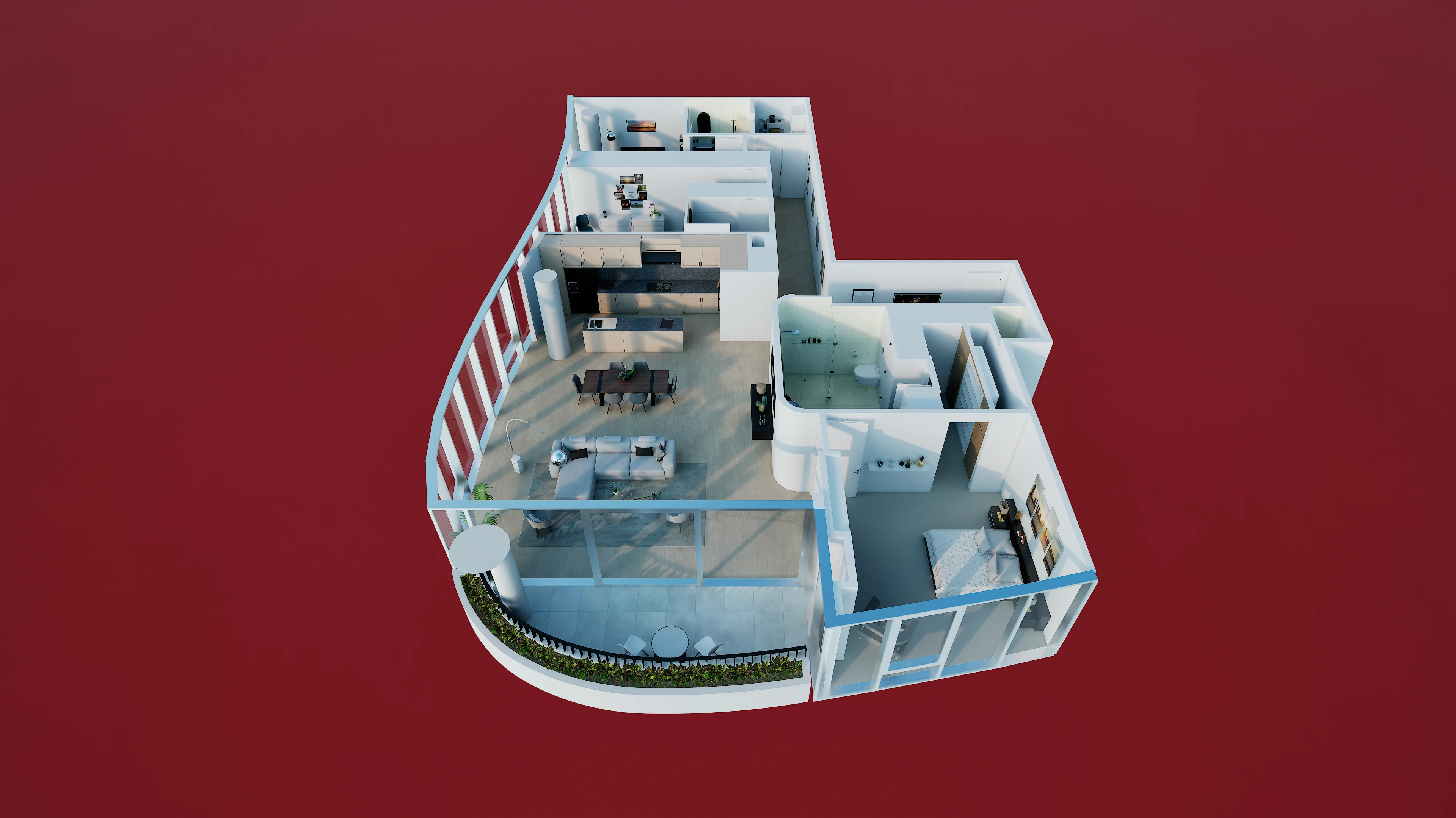 Rendu 3D d'un appartement