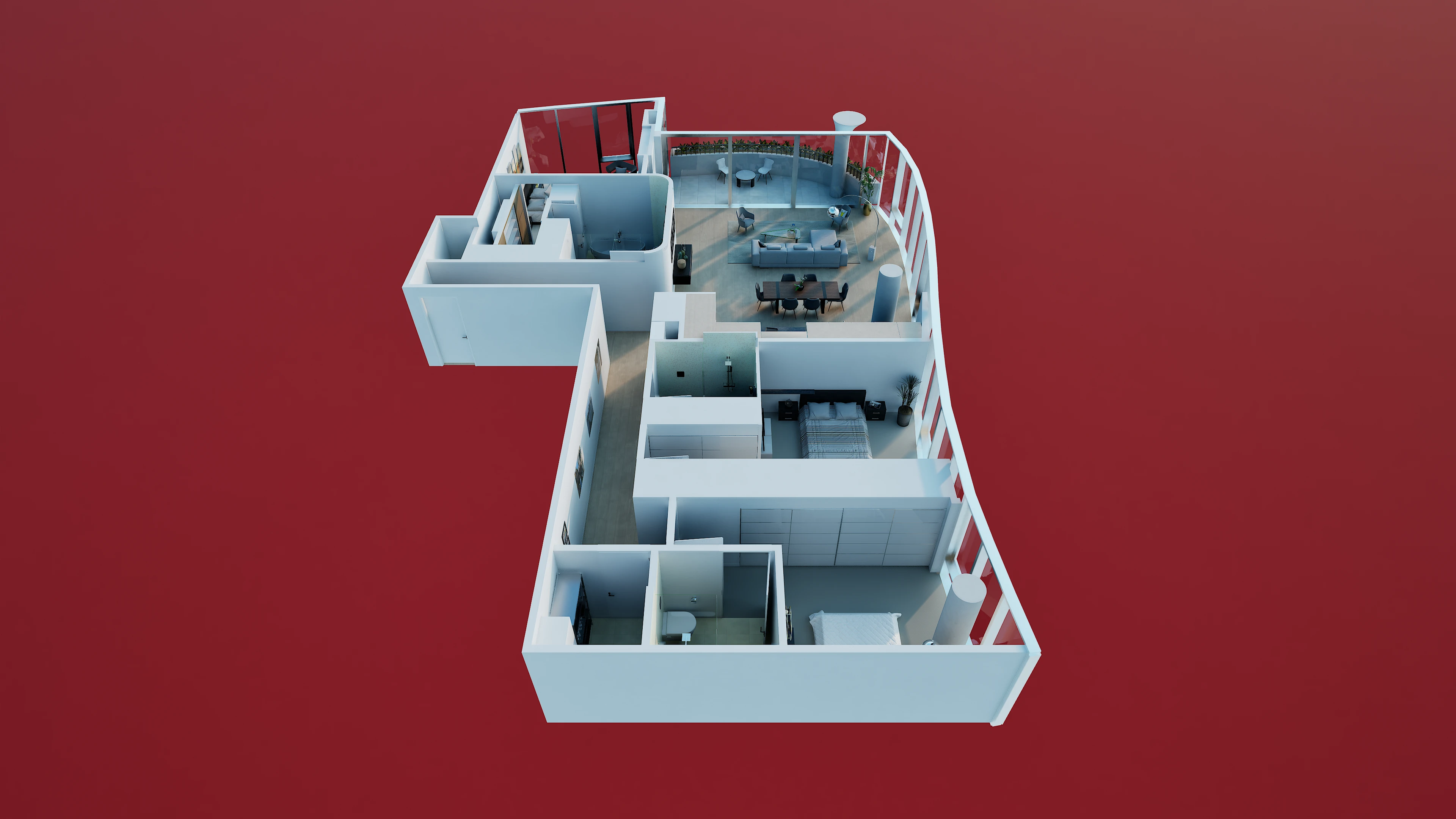 Rendu 3D d'un appartement